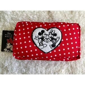 Disney Minnie Mouse Red with White Polka Dot Cosmetic Makeup Bag NEW Heart